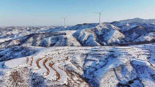 河南豫西丘陵山区雪后航拍