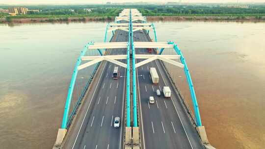 4k航拍刘江黄河大桥视频素材模板下载