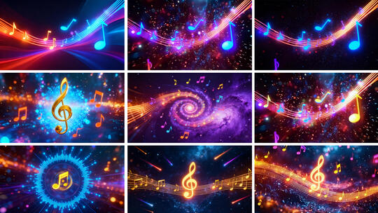 音符 音律 律动星空背景 舞台背景