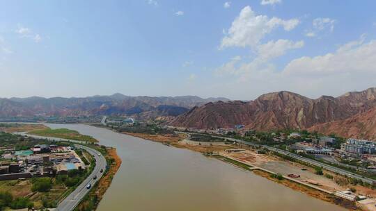 甘肃兰州黄河航拍地貌