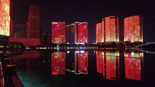 城市夜景灯光秀实拍绍兴夜景