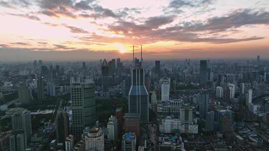 上海市中心城市建筑全景航拍