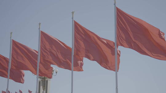 北京地标 天安门广场 红旗飘扬