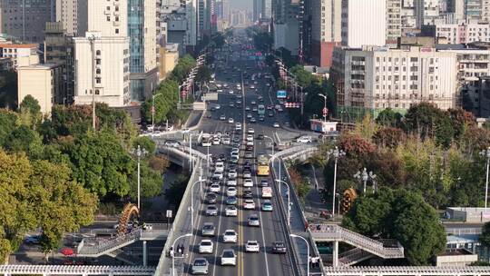 长沙城市拥堵交通航拍