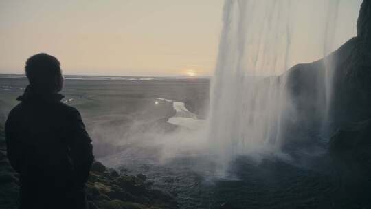 冰岛瀑布航拍