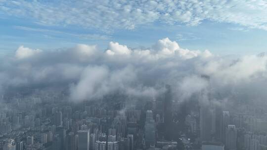 广州平流雾清晨航拍视频素材模板下载