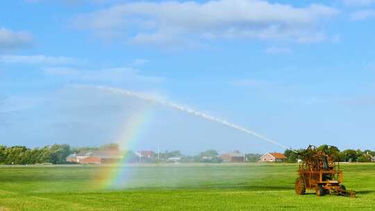 草坪浇水浇灌草地滴灌喷灌系统园林彩虹