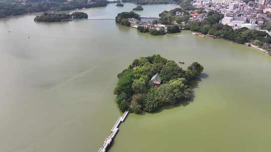 惠州西湖风景名胜区九曲桥航拍