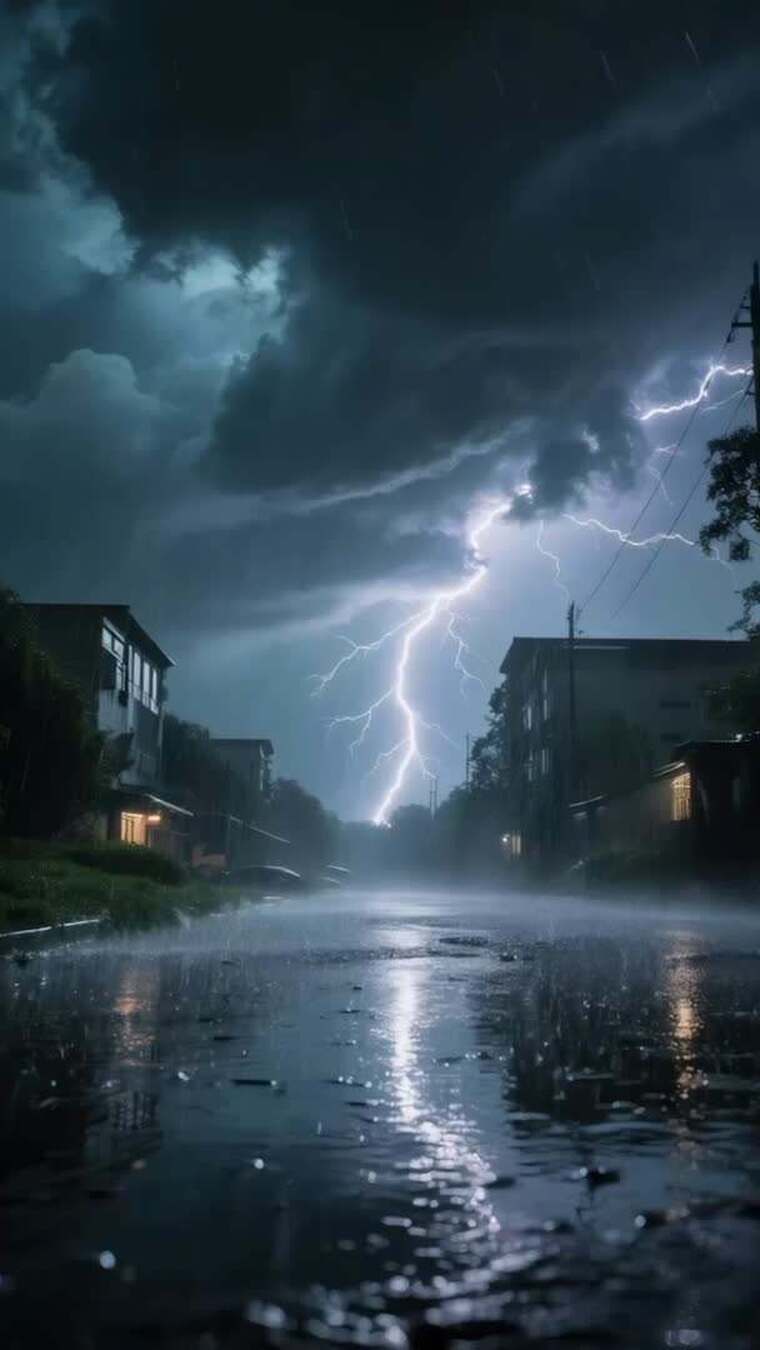 【竖屏】闪电风暴乌云密布延时暴风雨来临