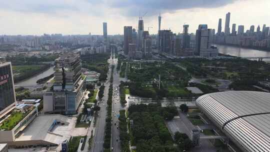 广州新港东路建筑交通航拍视频素材模板下载