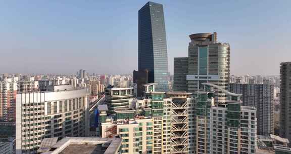 上海长宁区龙之梦大厦清晨航拍