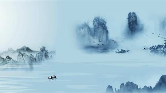 古风古典传统中国水墨山水画纯舞台背景