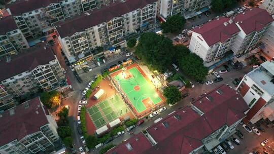 城市航拍 夜景 篮球赛 比赛 生活 城市 居民