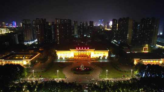 河北邯郸城市高楼建筑夜景交通航拍