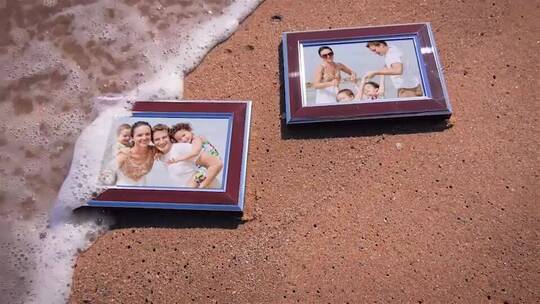 时尚简约海滩系列照片展示回忆AE模板