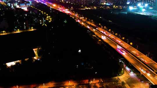 杭州钱塘江钱塘新区江东大桥城市夜景延时摄