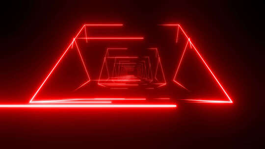红色霓虹线条隧道背景素材