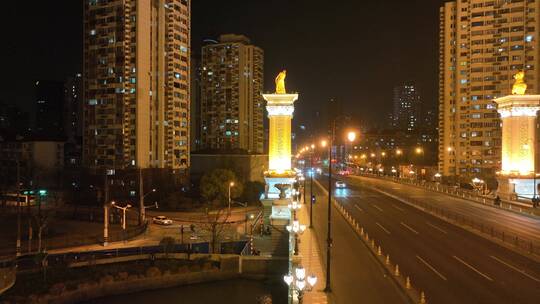 武宁路桥夜景航拍视频素材模板下载