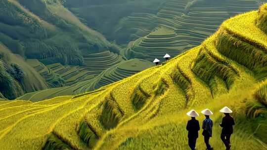 草地麦田山脉云层风光