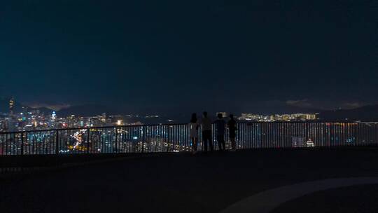 深圳大景夜景航拍福田罗湖南山区