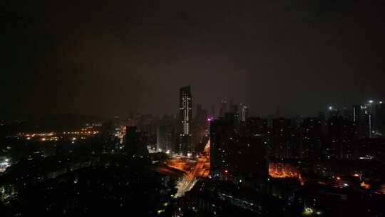 深圳罗湖区深南沿河立交夜景航拍