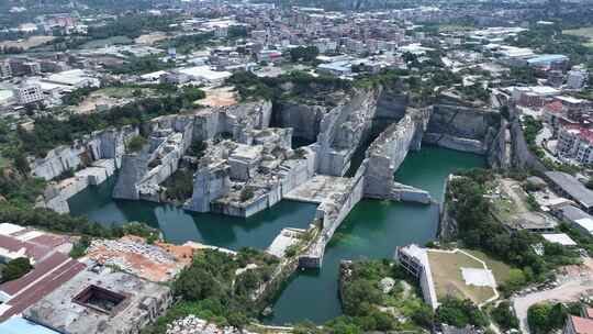 石矿航拍矿坑采石矿采石场晋江矿坑秘境公园