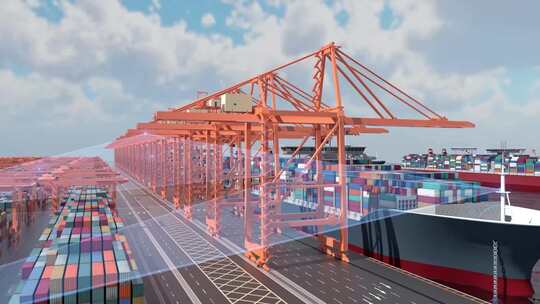 科技感国际贸易交通运输轮船运输视频素材模板下载