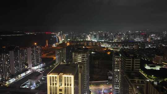 合集广东汕头城市大景夜景灯光航拍