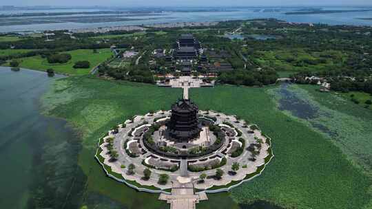 航拍苏州太湖重元寺