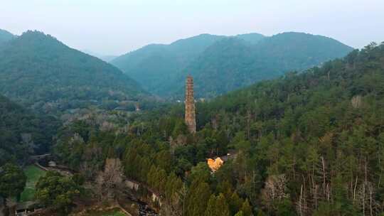 浙江台州国清寺隋塔天台山寺庙古塔宝塔航拍