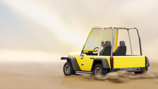 吉普车在沙漠飞快的形式动画