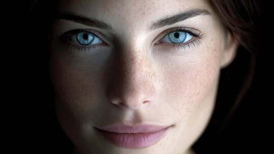 迷人蓝眼睛女性特写镜头