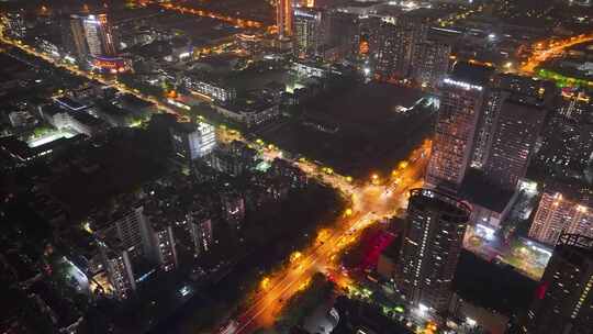 杭州钱塘新区下沙夜晚夜景车流延时