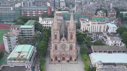 广州石圣心大教堂航拍