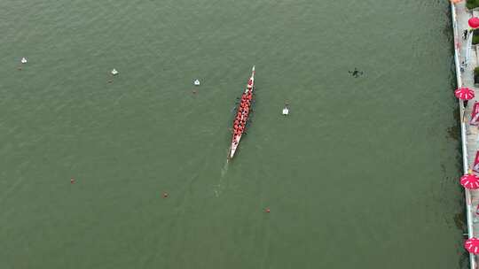 端午节赛龙舟比赛航拍龙舟俯拍龙舟划桨划船