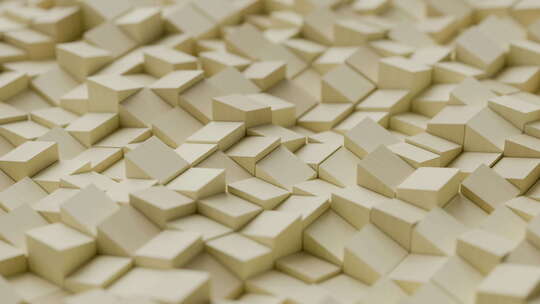 黄色木立方体块的抽象动态立方体环状波方形