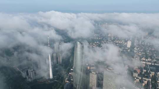 雨后云海城市风光风景航拍环绕镜头东北沈阳