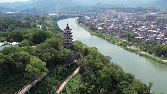 龙岩漳平振文塔东山塔九龙江榉子洲公园龙江