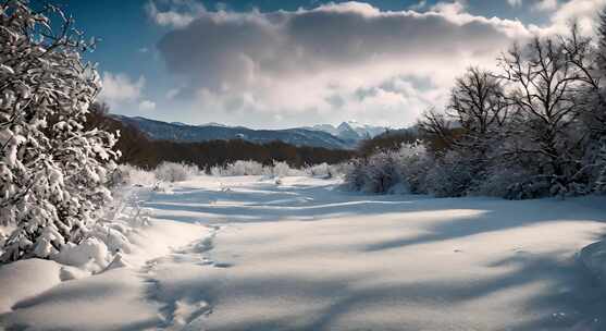 冬天雪地特写雪天风景下雪风光唯美冬季雪景