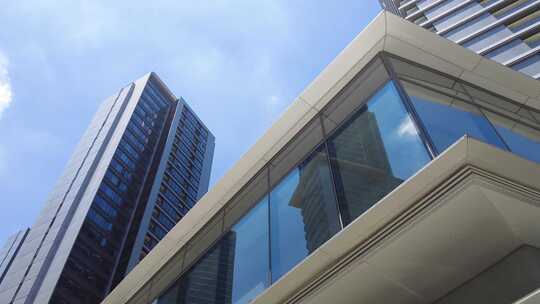 城市高楼大厦仰视唯美空镜头视频素材模板下载