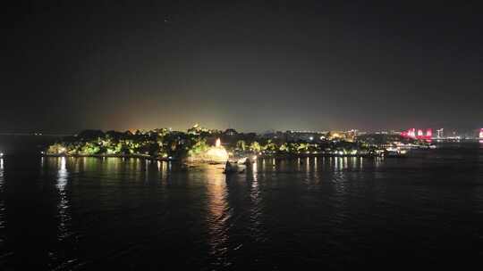 福建厦门鼓浪屿夜景航拍