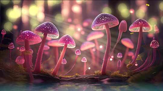 魔法森林魔幻蘑菇动态背景