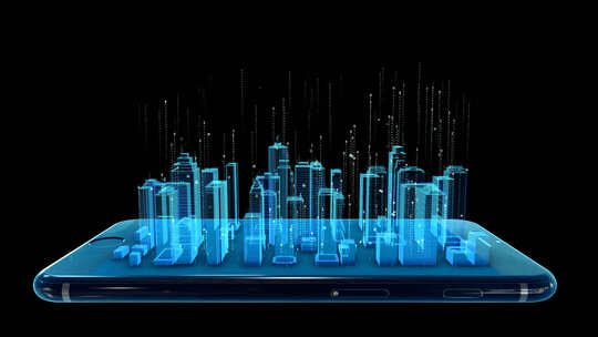 科技城市建筑手机展示带透明通道视频素材模板下载