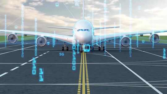 4k机场飞机飞行数字化运输国际贸易运输
