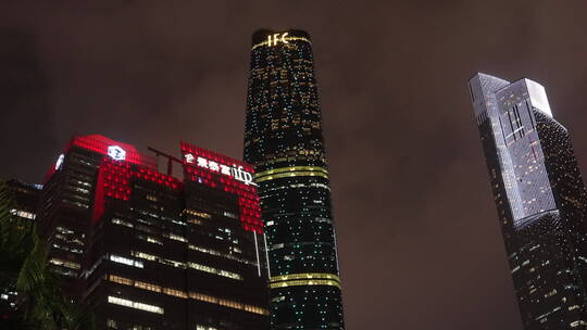 广州国际金融中心夜景视频素材模板下载
