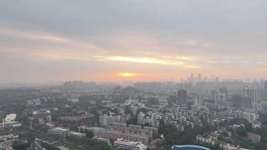 广州清晨日出航拍