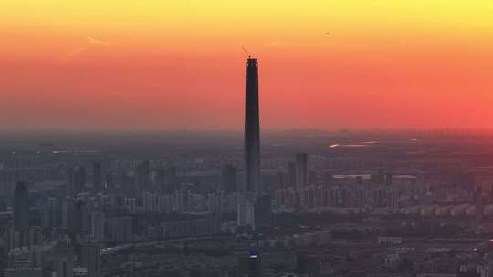 航拍城市日落风景