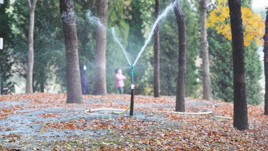 公园喷头水花慢动作园林绿化灌溉