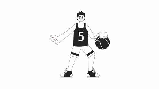 动画Bw篮球运动员视频素材模板下载