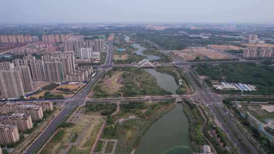 河南商丘明月河风景区航拍